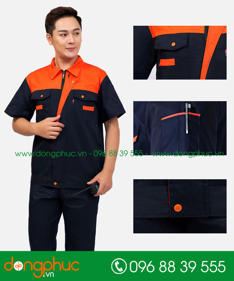 Mẫu bảo hộ màu tím than phối cam cộc tay